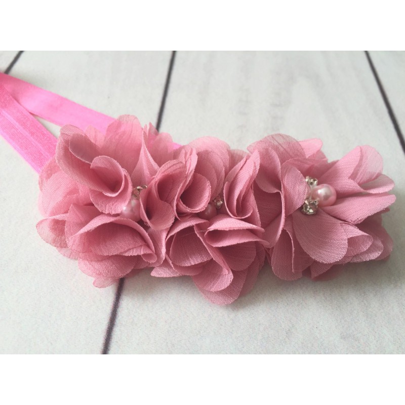 Bandeau Cheveux Bebe Fille Modele Vieux Rose