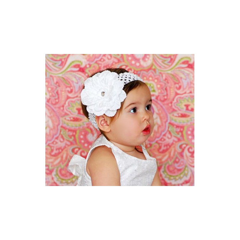 Bandeau Barrette Bebe Fille Modele Petunia Blanc A