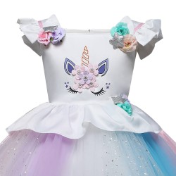 Robe Anniversaire Princesse Licorne 1 A 8 Ans