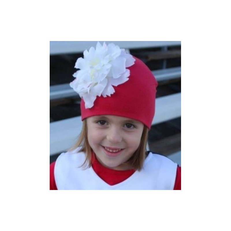Bonnet rouge fleur blanche bébé/enfant en coton, 1 an à 12 ans