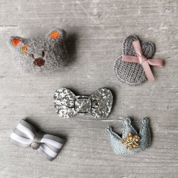 Set de 5 Barrettes Anti-Glisse à Nœud pour Bébé - Pastel et Paillettes